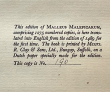 MALLEUS MALEFICARUM - Ltd & Numbered Ed, 1928 - WITCHES' HAMMER WITCHCRAFT SATAN