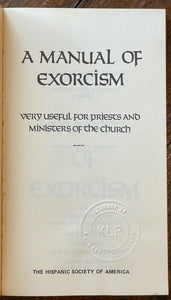 MANUAL OF EXORCISM - 1st, 1975 - CHURCH GUIDE SATAN DEVIL EVIL POSSESSION