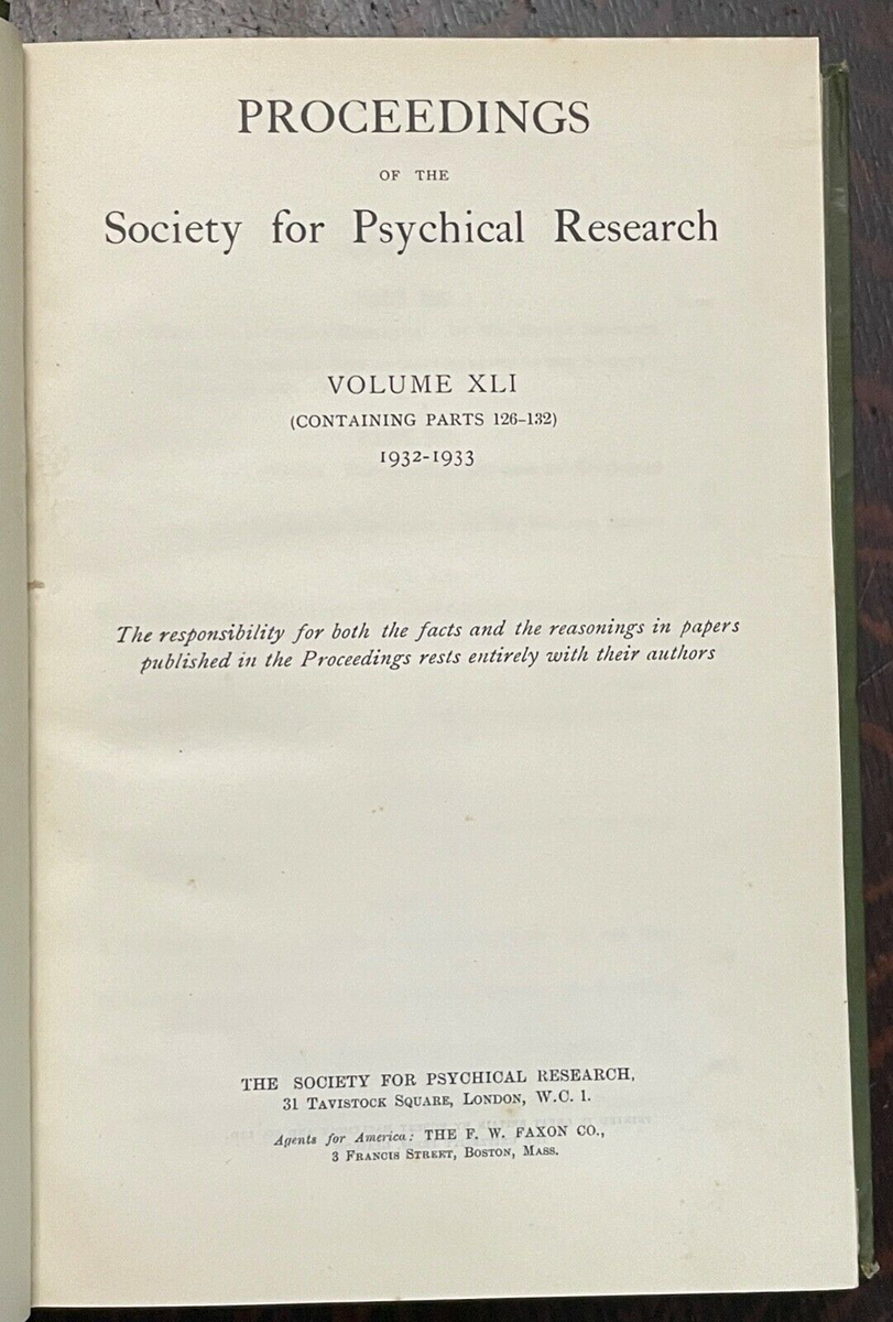 1932-33 SOCIETY FOR PSYCHICAL RESEARCH - OCCULT SPIRIT PHOTOGRAPHY CLA ...