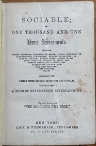 SOCIABLE HOME AMUSEMENTS - Arnold, 1st 1858 - PARLOR GAMES, MAGIC, ENTERTAINMENT