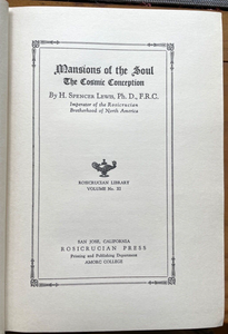 1933 MANSIONS OF THE SOUL: COSMIC CONCEPTION - ROSICRUCIAN REINCARNATION KARMA