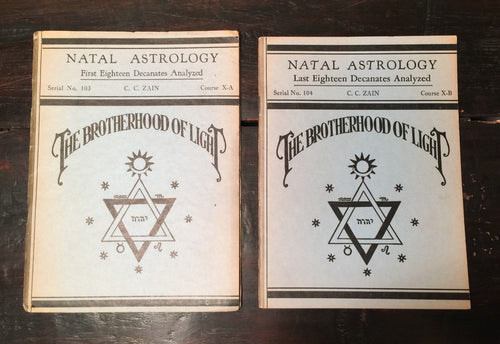 THE BROTHERHOOD OF LIGHT - NATAL ASTROLOGY Pamphlets C.C. Zain, 1922-23