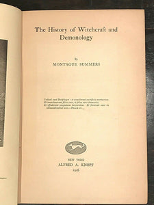 THE HISTORY OF WITCHCRAFT AND DEMONOLOGY, M. SUMMERS 1st 1926 - WITCHES DEMONS