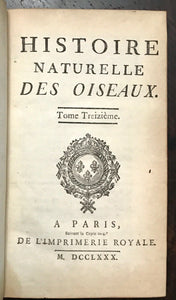 HISTOIRE NATURELLE DES OISEAUX - BUFFON, 1st 1780 BIRDS NATURAL HISTORY PLATES