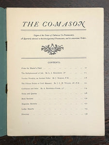 THE CO=MASON Journal, 4 ISSUES - 1st 1916 MEN WOMEN FREEMASONRY MASONIC EQUALITY