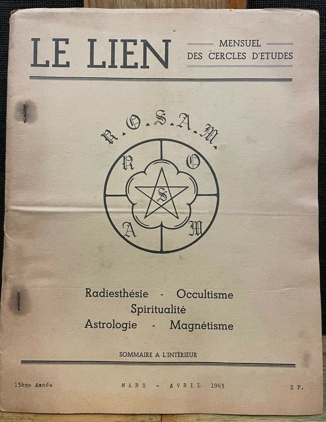 LE LIEN FRENCH OCCULT MAGAZINE - MARCH-APRIL 1963 - PREDICTIONS PRAYER CATHEDRAL