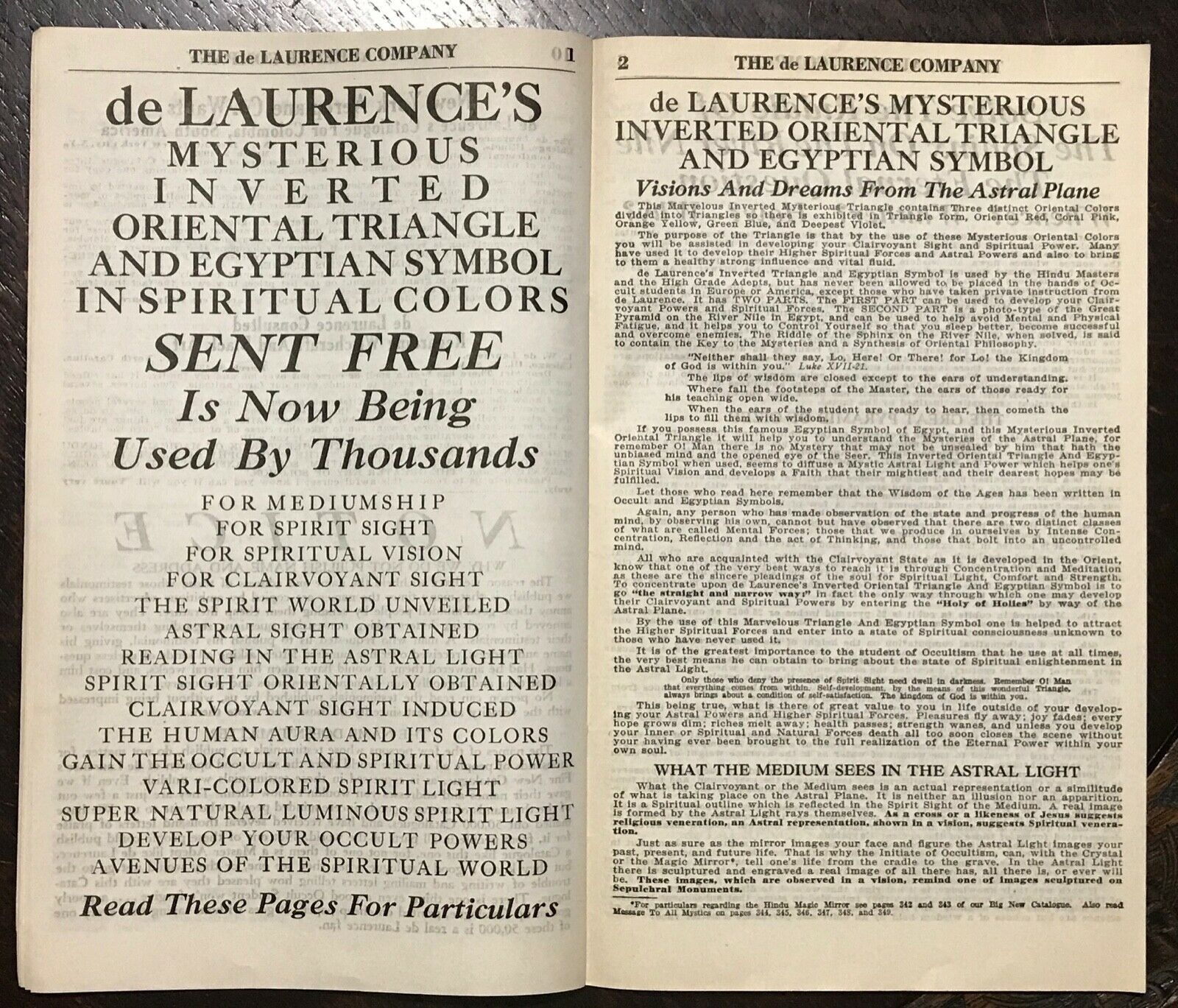 1920s VERY RARE DE LAURENCE OCCULT CATALOG BOOK OF MAGICAL ART, HIND