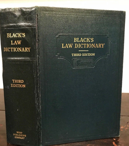 VINTAGE BLACK'S LAW DICTIONARY – H.C. Black - 3rd Edition, 1933