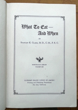 WHAT TO EAT AND WHEN - Clark, 1st 1946 - ROSICRUCIAN AMORC PSYCHIC DIET HEALTH