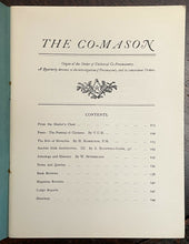 THE CO=MASON Journal, 4 ISSUES - 1st 1915 MEN WOMEN FREEMASONRY MASONIC EQUALITY