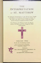 INTERPRETATION OF ST. MATTHEW - CLYMER, 1st Ed 1945 2 Vols ROSICRUCIAN SPIRIT