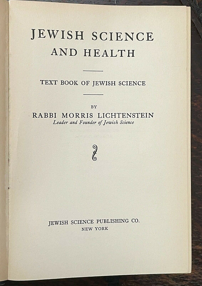 JEWISH SCIENCE AND HEALTH - 1st 1925 - JUDAISM JEWS SPIRITUAL RELIGION ...