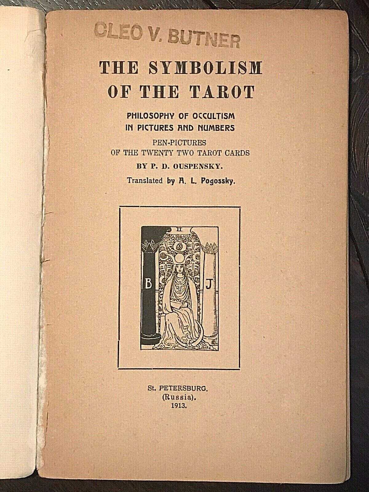 SYMBOLISM OF THE TAROT - P.D. Ouspensky - 1st Ed, 1913 - OCCULT TAROT –  Black Cat Caboodle