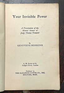 YOUR INVISIBLE POWER - 1927 SELF HELP NEW THOUGHT MYSTICS MANIFESTATION POWER