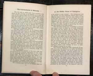 COMMENTARY OF HIEROCLES ON THE GOLDEN VERSES OF PYTHAGORAS - 1st Ed, 1906