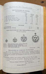 THEOSOPHICAL CATALOG OF IMPORTATIONS AND PUBLICATIONS - 1st 1925 THEOSOPHY WORKS