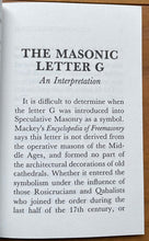 MASONIC LETTER "G" - Paul Foster Case, 1981 - QABALISTIC SYMBOLISM FREEMASONRY