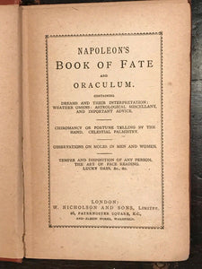 NAPOLEON'S BOOK OF FATE AND ORACULUM, 1900 - ASTROLOGY PALMISTRY OMENS CHARMS