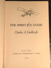 SPIRIT OF ST. LOUIS, Charles Lindbergh TRUE 1st/1st 1953 HC/DJ Scribners "A", $5