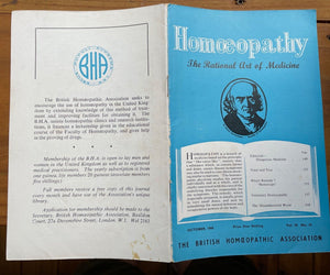 HOMOEOPATHY: BRITISH HOMOEOPATHIC ASSN - ALTERNATIVE NATURAL MEDICINE, Oct 1960