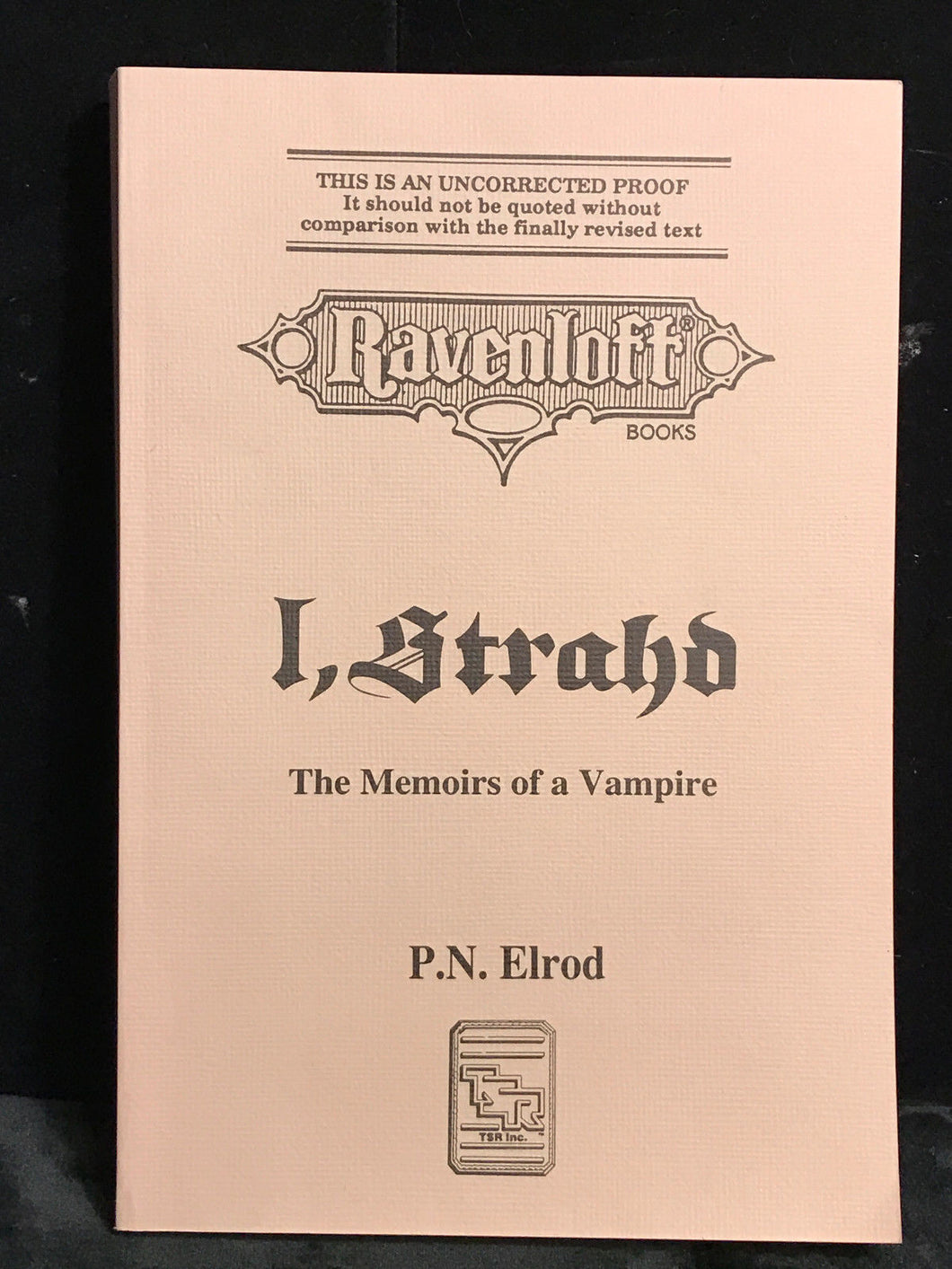 RAVENLOFT I, STRAHD: Memoirs of a Vampire P.N. Elrod UNCORRECTED PROOF 1993 SC