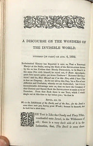 WONDERS OF THE INVISIBLE WORLD - MATHER, 1862 WITCHES WITCHCRAFT TRIALS SATAN