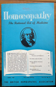 HOMOEOPATHY: BRITISH HOMOEOPATHIC ASSN - ALTERNATIVE NATURAL MEDICINE April 1960