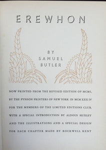 ERWHON, S. Butler, Ltd Ed #40/1500, SIGNED by Rockwell Kent 1934, HC w/ Slipcase