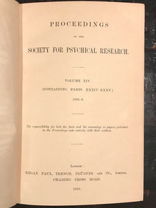 1898-1899 - SOCIETY FOR PSYCHICAL RESEARCH - OCCULT SPIRITS MAGIC GHOSTS PSYCHIC