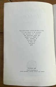 TELEPATHY & MIND-CURE - Leadbeater, 1926 - THEOSOPHY OCCULT MENTAL SPIRIT