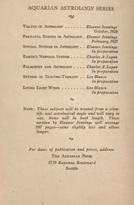 VALUES IN ASTROLOGY - Eleanor Jennings - 1st, 1926 - ASTROLOGY ZODIAC DIVINATION