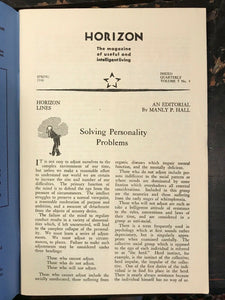 MANLY P. HALL - HORIZON JOURNAL - Full YEAR, 4 ISSUES, 1946 - PHILOSOPHY OCCULT