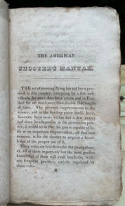 AMERICAN SHOOTER'S MANUAL - 1st 1827 - SHOOTING GUNS HUNTING DOGS SPORTING