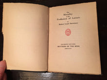 MORALITY OF THE PROFESSION OF LETTERS - Robert Stevenson, Ltd. 1st Ed, 1899 RARE