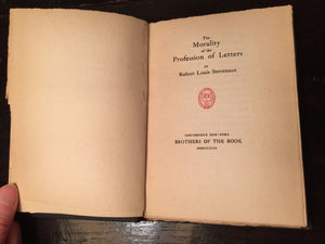 MORALITY OF THE PROFESSION OF LETTERS - Robert Stevenson, Ltd. 1st Ed, 1899 RARE