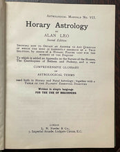 HORARY ASTROLOGY - Alan Leo, 1908 - ASTROLOGICAL HOROSCOPE ZODIAC DIVINATION