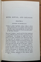 MYTH, RITUAL AND RELIGION - Lang, 1913 2 Vols NATURE DIVINE ORIGIN MYTHS LEGENDS