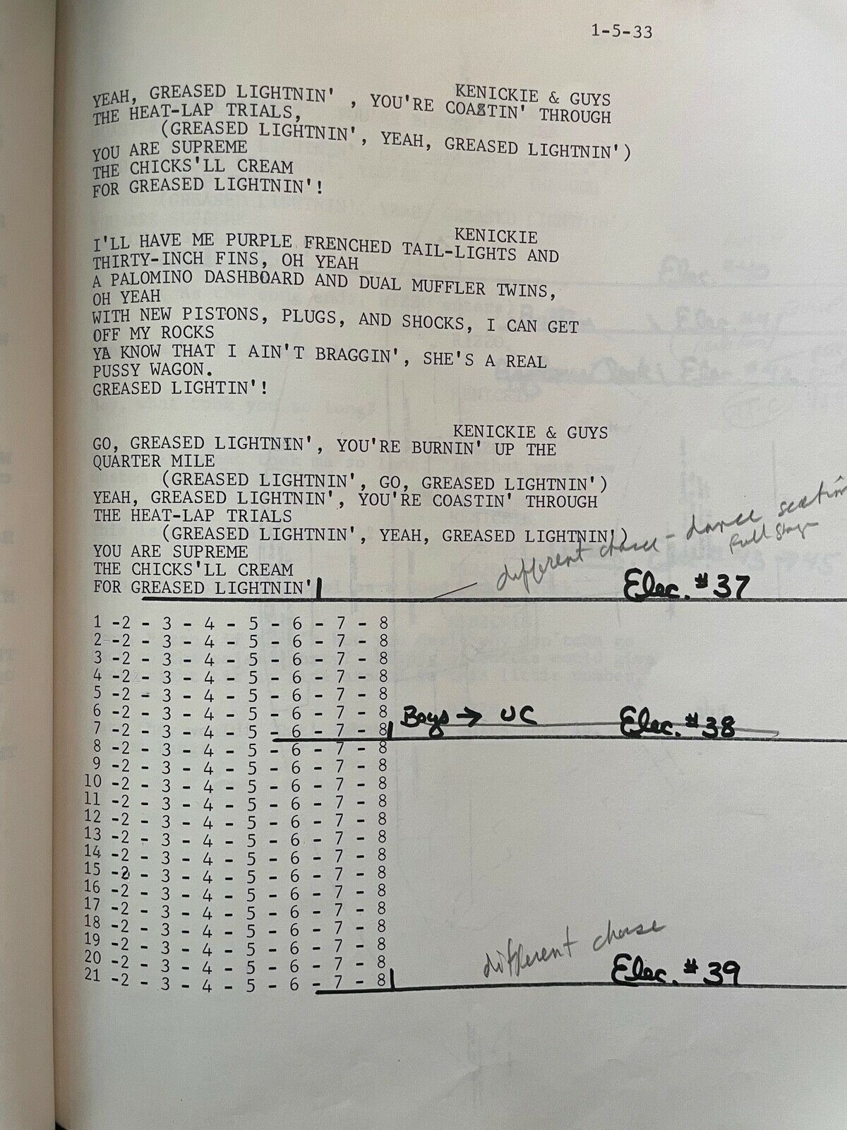 Grease Musical Script R ORIGINAL BROADWAY