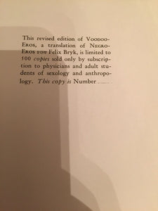 VOODOO EROS — By Felix Bryk; 1/500 Copies — 1964 AFRICA Ethnology Anthropology