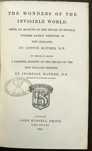 WONDERS OF THE INVISIBLE WORLD - MATHER, 1862 WITCHES WITCHCRAFT TRIALS SATAN