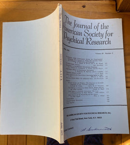 1975 JOURNAL OF AMERICAN SOCIETY FOR PSYCHICAL RESEARCH ASPR - ESP PSYCHIC