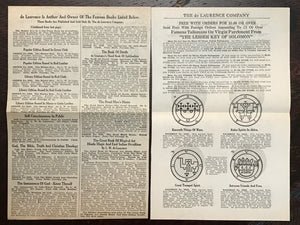 1920s DE LAURENCE OCCULT CATALOG ADS - TALISMANS SEALS DIVINATION ANGELS DEMONS