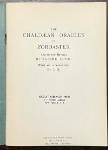 CHALDAEAN ORACLES OF ZOROASTER - Westcott, 1950 - HERMETIC GOLDEN DAWN MAGICK