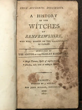 HISTORY OF THE WITCHES OF RENFREWSHIRE - 1st Ed, 1809 WITCHCRAFT TRIALS BURNING