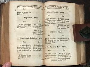 LORD (FRANCIS) BACON'S ESSAYS, OR COUNSELS MORAL & CIVIL - Complete 2 Vols, 1720