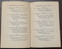 BIBLIOGRAPHY OF ANNIE BESANT -Besterman,  1st 1924 THEOSOPHY THEOSOPHICAL WORKS