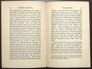 1921 - JOSEPH GLANVILL & PSYCHICAL RESEARCH IN 17TH CENTURY - PSYCHIC OCCULT