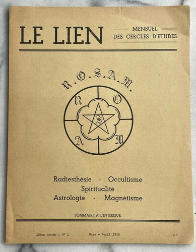 LE LIEN FRENCH OCCULT MAGAZINE - MARCH APRIL 1968 ZODIAC DESTINY MOON PYTHAGORAS