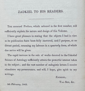 THE HOROSCOPE: A MISCELLANY - Zadkiel, 1st 1843 ASTROLOGY DIVINATION PHRENOLOGY