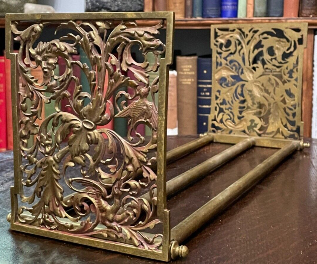 1900s ART NOUVEAU BRONZE MYTHOLOGICAL SPRING LOADED BOOKENDS - GREENMAN SATYR